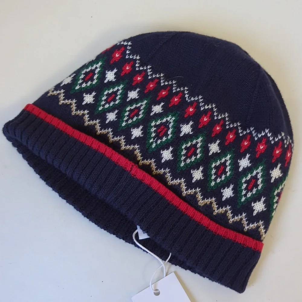 Janie and Jack Navy Blue and Red Knit Hat Beanie - Size 6-12 months